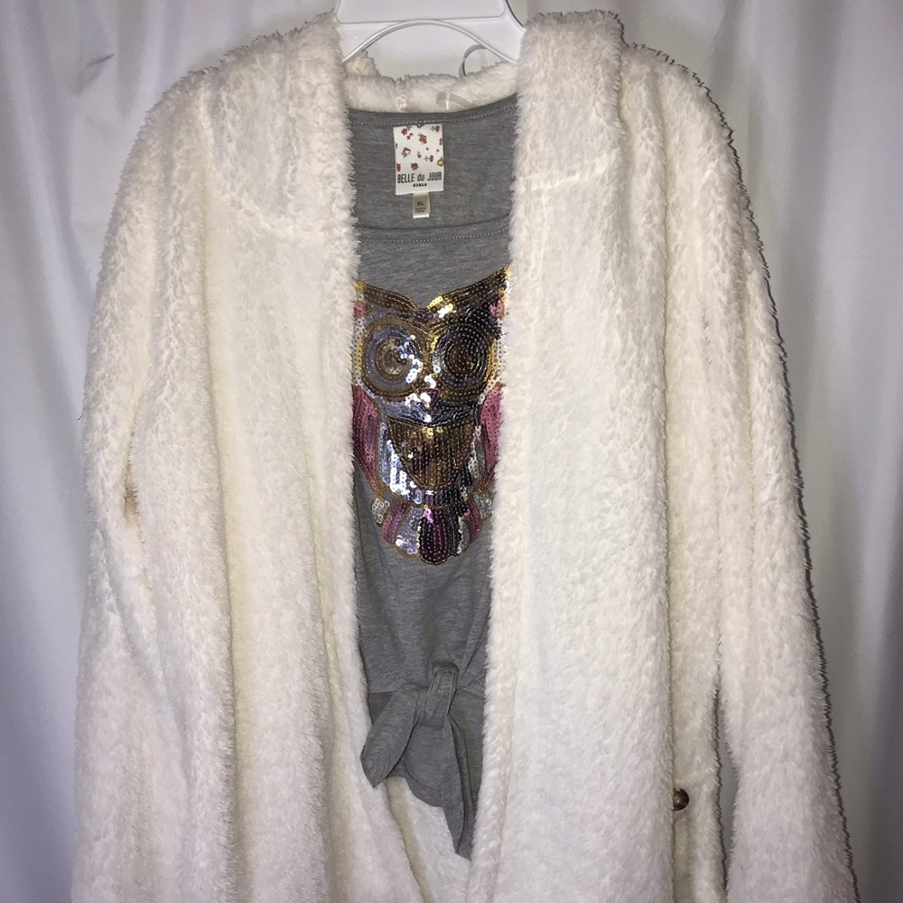Bella Du Jour 2PC Sequin Owl Girls Kids XL Glam